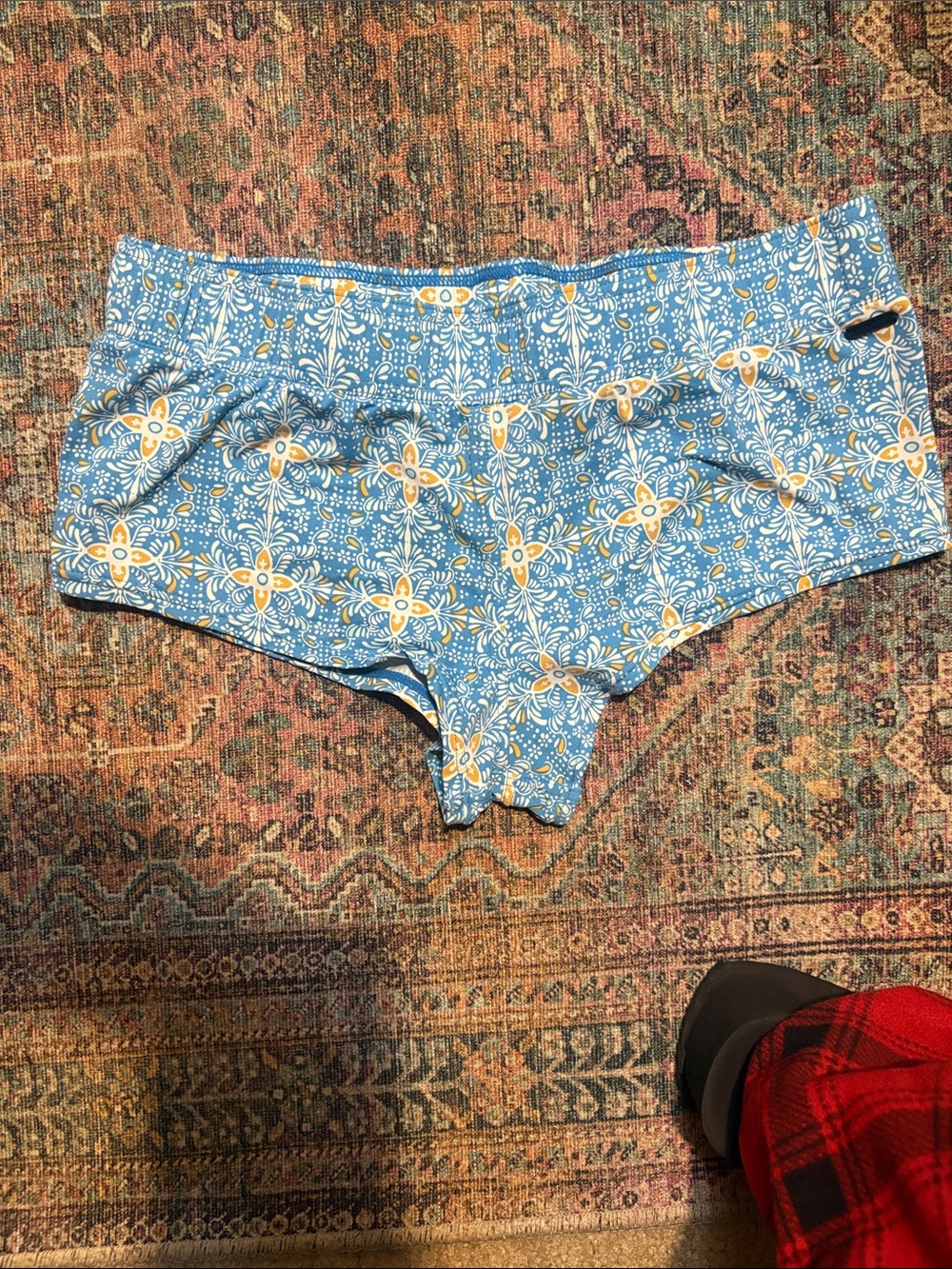 Volcom Blue Floral Shorts with Yellow Accents